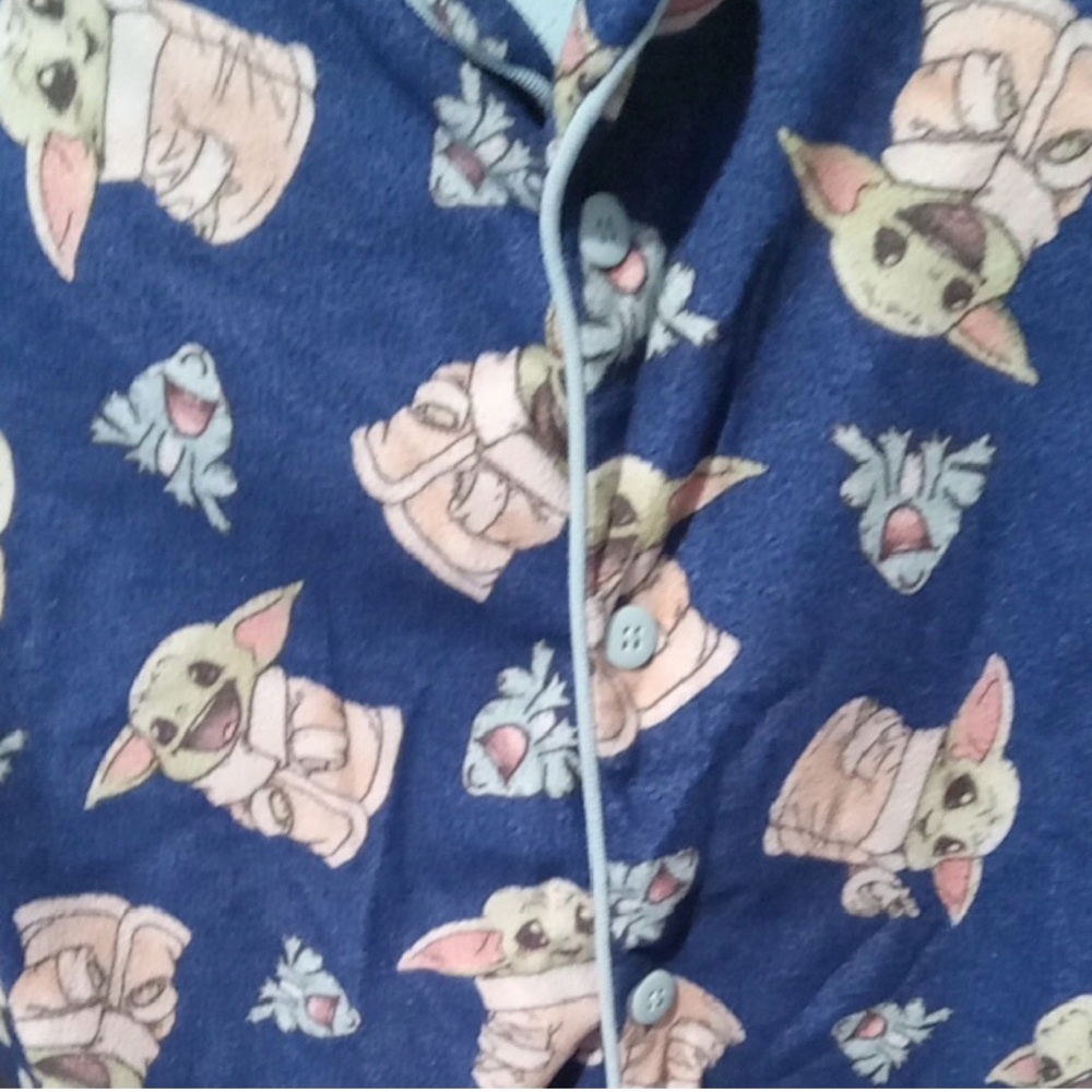 Star Wars Grogu Navy Blue and Light Blue Pajama Top - Picture 3 of 9